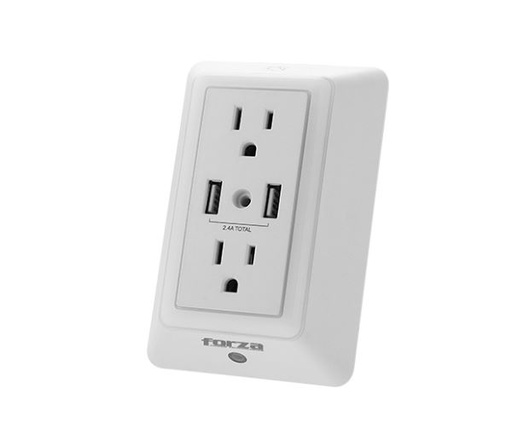 [FWT-2201USB] Forza - Surge protector - AC 110/220 V - 2 Tomas de Corriente - Wall Tap Nightlight