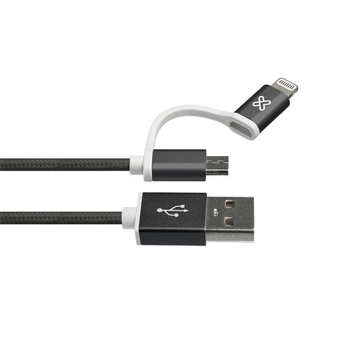 [KAC-210BK] Klip Xtreme - USB cable - Apple Lightning / Micro-USB Type B - 4 pin USB Type A - 1 m - Black - 2in1 Braided