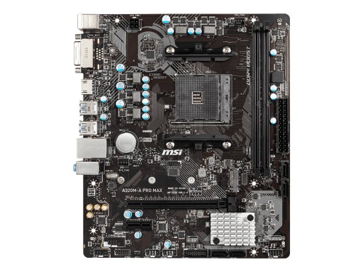 [A320M-APROMAX] MSI A320M-A PRO MAX - Placa base - Socket AM4 - AMD A320 - USB 3.1 Gen 1 - Gigabit LAN - Tarjeta gráfica (CPU necesaria) - HD Audio (8-canales)