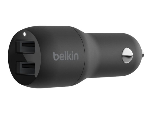 [CCB001btBK] Belkin Dual Charger - Adaptador de corriente para el coche - 24 vatios - 4.8 A - 2 conectores de salida (USB) - negro