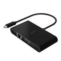 [AVC004btBK] Belkin - Multimedia and charge adapter - USB-C - VGA, HDMI - GigE