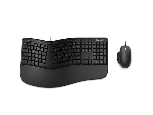 [RJU-00003] Microsoft - Keyboard and mouse set - Spanish - Wired - USB - Black - Ergonomic