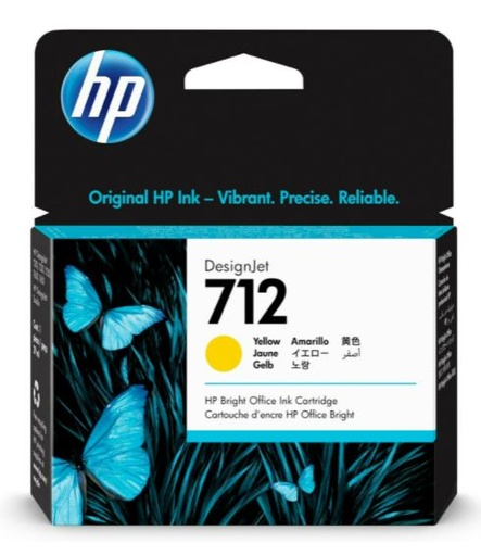 [3ED69A] HP 712 - 29 ml - amarillo - original - DesignJet - cartucho de tinta - para DesignJet Studio, T210, T230, T250, T630, T650