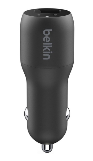 [CCB003btBK] Belkin - Adaptador de corriente para el coche - 32 vatios - Fast Charge - 2 conectores de salida (USB, USB-C con suministro de energía) - negro