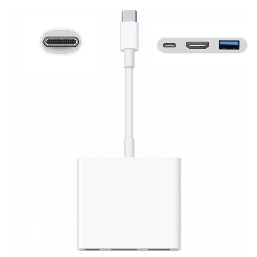 [MUF82AM/A] Apple Digital AV Multiport Adapter - Conversor de interfaz de vídeo - USB-C (M) a USB, HDMI, USB-C (solo alimentación) (H) - compatibilidad con 4K - para 10.9-inch iPad Air; iMac; iPad Pro de 11; 12; MacBook Air with Retina display; MacBook Pro
