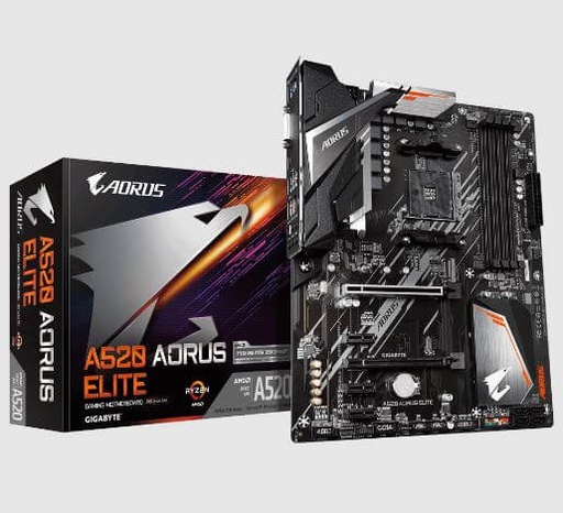 [A520AORUSELITE] Gigabyte - Motherboard - ATX - Socket AM4 - AMD A520 - para Ryzen - None
