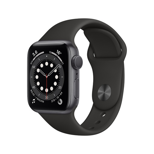 [MG133LZ/A] Apple Watch Series 6 (GPS) - 40 mm - aluminio gris espacial - reloj inteligente con pulsera deportiva - fluoroelastómero - negro - tamaño de la banda: S/M/L - 32 GB - Wi-Fi, Bluetooth - 30.5 g