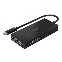 [AVC003btBK] Belkin - Video adapter - USB-C (M) a HD-15 (VGA), DVI-I, HDMI, DisplayPort (H) - negro - compatibilidad con 4K