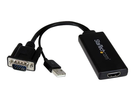 [VGA2HDU] StarTech.com Adaptador Conversor VGA a HDMI con Audio USB y Alimentación - Cable Convertidor Móvil de HD15 a HDMI - 1080p - Vídeo conversor - VGA - HDMI - negro