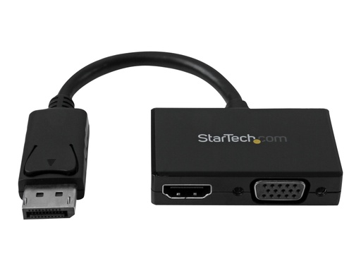 [DP2HDVGA] StarTech.com Adaptador DP de Audio/Vídeo para Viajes - Conversor DisplayPort a HDMI o VGA compatible con Thunderbolt - 1920x1200 - Vídeo conversor - DisplayPort - HDMI, VGA - negro