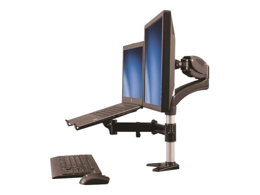 [ARMUNONB] StarTech.com Laptop Monitor Stand - Computer Monitor Stand - Full Motion Articulating - VESA Mount Monitor Desk Mount - Mount (abrazadera polar, almohadilla de goma, estante para portátil, brazo elástico, brazo giratorio, 4 espaciadores, sujeción para colocación de cable, tornillos, llave) para portátil y pantalla LCD (brazo ajustable) - aluminio - negro - tamaño de pantalla: 15"-27" - montable en escritorio