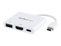 [CDP2HDUACPW] StarTech.com USB-C to HDMI Adapter - White - 4K 30Hz - Thunderbolt 3 Compatible - with Power Delivery (USB PD) - USB C Dongle (CDP2HDUACPW) - Conversor de interfaz de vídeo - USB-C (M) a HDMI, USB Tipo A, USB-C con suministro de energía (H) - 60 mm - blanco - compatibilidad con 4K, USB Power Delivery (60W)