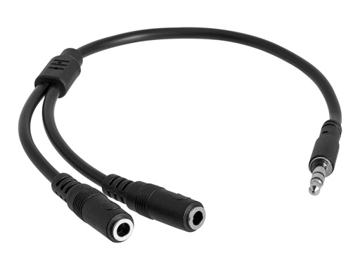 [MUY1MFFS] StarTech.com Adaptador Audio Divisor de Auriculares Mini-Jack de 3,5mm 3 pines Macho a 2x  Mini-Jack de 3 pines Hembra - Audifonos - Negro - Separador de audio - miniconector estéreo (M) a miniconector estéreo (H) - 20 cm - negro - para P/N: MU15MMS, MU6MMS