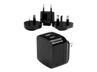 [USB2PACBK] StarTech.com Cargador de Pared USB de 2 Puertos para Tablets Smartphones - Cargador de Alta Potencia para Viajes 110V/220V - Adaptador de corriente - 17 vatios - 3.4 A - 2 conectores de salida (USB) - negro - para P/N: USBLT1MWS, USBLT2MBR, USBLT2MW, USBLT30CMW, USBLTM1MBK, USBLTM1MWH, VID2VGATV3