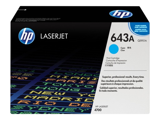 [Q5951A] HP 643A - Cián - original - LaserJet - cartucho de tóner (Q5951A) - para Color LaserJet 4700, 4700dn, 4700dtn, 4700n, 4700ph+