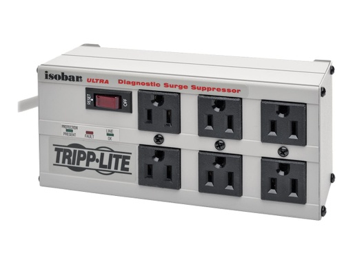 [ISOBAR6ULTRA] Tripp Lite Isobar Surge Protector Metal 6 Outlet 6' Cord 3330 Joules - Protector contra sobretensiones - CA 120 V - conectores de salida: 6 - Canadá, Estados Unidos - blanco