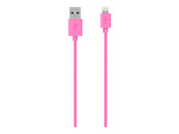 [F8J023bt04-PNK] Belkin MIXIT Cable de carga y sincronización Lightning a USB - Cable Lightning - Lightning (M) a USB (M) - 1.2 m - rosa - para Apple iPad/iPhone/iPod (Lightning)