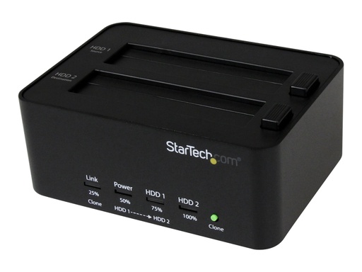 [SATDOCK2REU3] StarTech.com Estación de Conexión Duplicador Borrador Autónomo USB 3.0 de Discos Duros SSD SATA 2,5" 3,5" - Acoplamiento Docking Station - Duplicador de disco duro - 2 compartimentos (SATA-300) - para P/N: SVA12M5NA