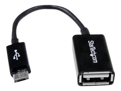 [UUSBOTG] StarTech.com Cable Adaptador de 12cm Micro USB Macho a USB A Hembra OTG para Tablets Smartphones Teléfonos Inteligentes - Negro - Adaptador USB - USB (H) a Micro-USB tipo B (M) - USB 2.0 OTG - 12.7 cm - negro - para P/N: ST4300U3C1, ST4300U3C1B