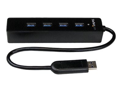 [ST4300PBU3] StarTech.com Adaptador Concentrador Hub Ladrón USB 3.0 Super Speed 4 Puertos Salidas Portátil para Laptop Ordenador - Negro - Hub - 4 x SuperSpeed USB 3.0 - sobremesa - para P/N: FCREADMICRO3, MSDREADU3CA