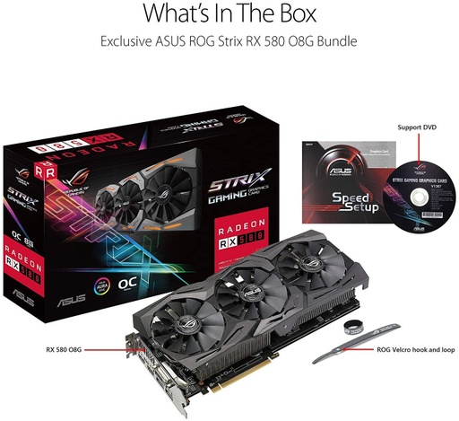 [ROG-STRIX-RX580-O8G-GAMING] ASUS ROG-STRIX-RX580-O8G-GAMING - Graphics card - Radeon RX 580 - 8 GB GDDR5 - PCIe 3.0 x16 - DVI, 2 x HDMI, 2 x DisplayPort - Gaming