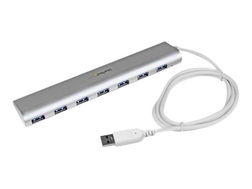 [ST73007UA] StarTech.com Concentrador USB 3.0 de 7 Puertos - Hub de Aluminio con Cable Incorporado - Interruptor para compartir periférico USB - 7 x SuperSpeed USB 3.0 - sobremesa