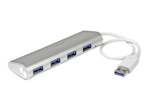 [ST43004UA] StarTech.com Concentrador Portátil USB 3.0 de 4 Puertos - Hub de Aluminio con Cable Incorporado - Hub - 4 x SuperSpeed USB 3.0