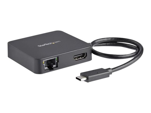 [DKT30CHD] StarTech.com Adaptador Multipuertos USB Tipo C para Ordenador Portátil - Docking Station USB-C con Red Gigabit HDMI 4K y Puerto USB-A - Adaptador de vídeo externo - USB-C - HDMI - negro