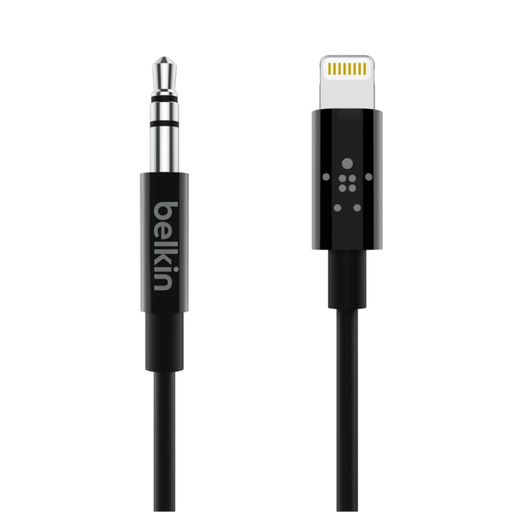 [AV10172BT03-BLK] Belkin - Cable de Lightning a conector de auriculares - Lightning (M) a miniconector estéreo (M) - 91.4 cm - negro - para Apple iPad/iPhone/iPod (Lightning)