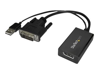 [DVI2DP2] StarTech.com Adaptador DVI a DisplayPort Alimentado por USB - Conversor DVI a DisplayPort - Convertidor DVI-D a DP - 1920x1200 - Adaptador de pantalla - enlace doble - DVI-D (M) a DisplayPort (H) - alimentación USB