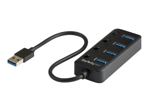 [HB30A4AIB] StarTech.com Hub USB 3.0 de 4 Puertos - Ladrón USB de 4 Puertos USB-A con Interruptores Individuales de Encendido/Apagado - Hub - 4 x USB 3.1 Gen 1 - sobremesa - para P/N: HB30C4AIB