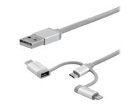 [LTCUB2MGR] StarTech.com Cable de 2m USB Multi Carga - Lightning, USB C, Micro USB - Cable para Smartphone USB Tipo C - Certificado MFi - USB 2.0 - Carga 3 en 1 - Kit de cable USB - plata
