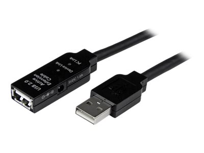 [USB2AAEXT10M] StarTech.com Cable de Extensión Alargador de 10m USB 2.0 Hi Speed Alta Velocidad Activo Amplificado - Macho a Hembra USB A - Negro - Cable alargador USB - USB (H) a USB (M) - USB 2.0 - 10 m - activo - negro - para P/N: LTUB1MBK, SVA5H2NEUA, UUSBOTG