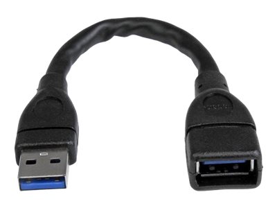 [USB3EXT6INBK] StarTech.com Cable de 15cm Extensor USB 3.0 Macho a Hembra - Alargador USB 3.0 SuperSpeed Negro - Cable alargador USB - USB Tipo A (H) a USB Tipo A (M) - USB 3.0 - 15.2 cm - moldeado - negro - para P/N: 35FCREADBU3, HB30A4AIB, HB30C4AIB, HB31C4AB, SU2DUPERA11, USB3SAA3MBK