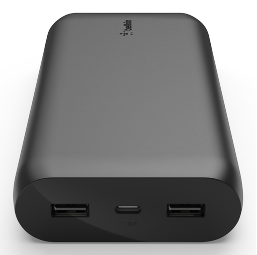 [BPB003btBK] Belkin - Cargador portátil - 20000 mAh - 3 conectores de salida (USB, USB-C) - en el cable: USB, USB-C - negro
