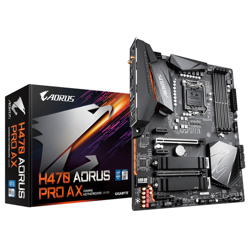 [H470AORUSPROAX] AORUS RGB - H470 AORUS PRO AX - Motherboard - ATX - LGA1200 Socket - Intel H470 - para Celeron / para Pentium / para Core i3 / para Core i5 / para Core i7 / para Core i9 - Intel HD Graphics - Sound card