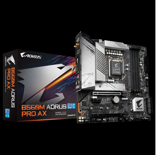 [B560MAORUSPROAX] AORUS - Motherboard - Micro ATX - LGA1200 Socket - Intel B560 - para Core i5 / para Core i7 / para Core i9 - Intel HD Graphics - None