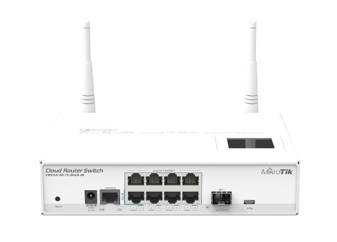 [CRS109-8G-1S-2HnD-IN] MikroTik Cloud Router Switch CRS109-8G-1S-2HnD-IN - Conmutador - L3 - inteligente - 7 x 10/100/1000 + 1 x 10/100/1000 (PoE) + 1 x Gigabit SFP - sobremesa - PoE pasivo - alimentación cc