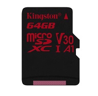[SDCR/64GB] Kingston Canvas React - Tarjeta de memoria flash (adaptador microSDXC a SD Incluido) - 64 GB - A1 / Video Class V30 / UHS-I U3 / Class10 - microSDXC UHS-I
