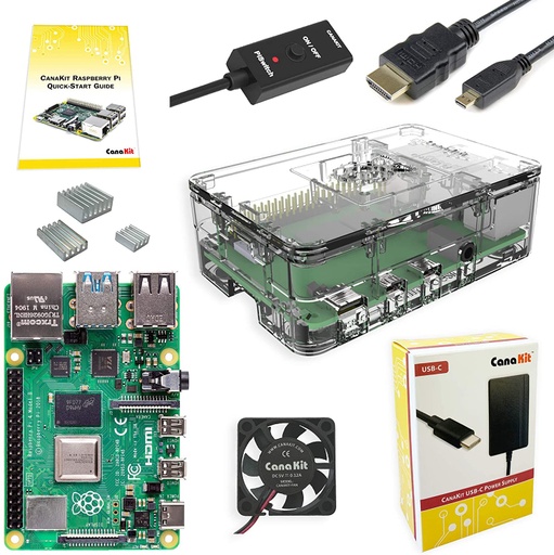 [PI4-4GB-K102-1] CanaKit Raspberry Pi 4 4GB Basic Starter Kit con ventilador (4GB RAM)