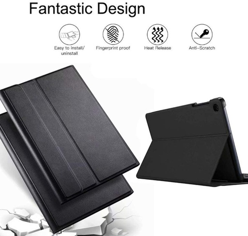 43211620-Funda delgada con teclado para Samsung Galaxy Tab S6 Lite 10.4'' 2020 Modelo SM-P610 (Wi-Fi) SM-P615 (LTE), teclado desmontable-Auto Sleep Wake Smart Leather Stand Cover (negro)