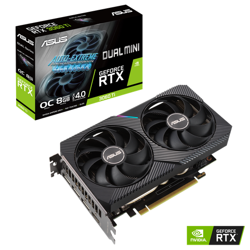 [DUAL-RTX3060TI-O8G-MINI-V2] ASUS - DUAL-RTX3060TI-O8G-MINI-V2 - PCI Express 4.0 - NVIDIA - NVIDIA GeForce RTX 3060 Ti - 8 GB - GDDR6 SDRAM