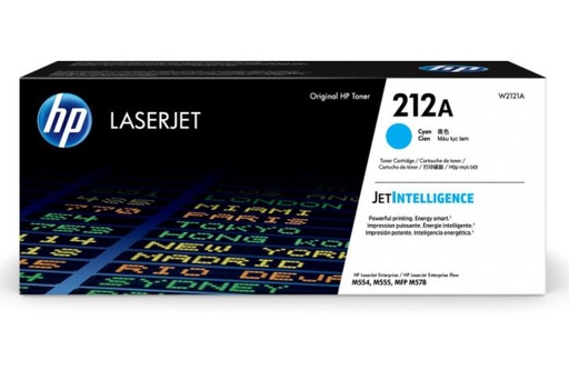 [W2121A] HP 212A - Cián - original - LaserJet - cartucho de tóner (W2121A) - para LaserJet Enterprise M554, M555, MFP M578; LaserJet Enterprise Flow MFP M578