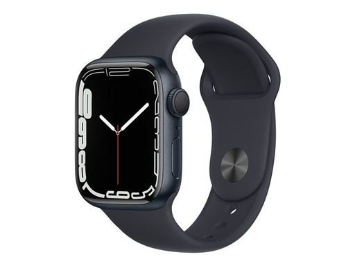 [MKMX3LL/A] Apple Watch Series 7 (GPS) - 41 mm - midnight aluminum - reloj inteligente con pulsera deportiva - fluoroelastómero - medianoche - tamaño de la banda: Regular - 32 GB - Wi-Fi, Bluetooth - 32 g