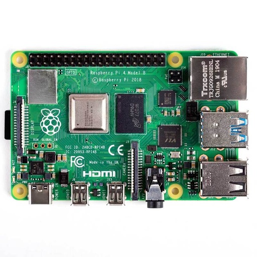 [1203] Raspberry Pi 4 Model B/4GB (SKU: 1203: USB-C Power Supply, 5.1V 3.0A,  Black, UL Listed)