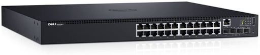 [N1524P_1.4] Dell Networking N1524P - Conmutador - L2 + - Gestionado - 24 x 10/100/1000 + 4 x 10 Gigabit SFP+ - flujo de aire de delante hacia atrás - montaje en rack - PoE+ (30.8 W) - con 1 Year ProSupport with Next Business Day On-Site Service After Problem Diagnosis