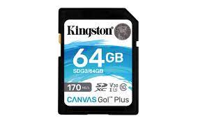 [SDG3/64GB] Kingston Canvas Go! Plus - Tarjeta de memoria flash - 64 GB - Video Class V30 / UHS-I U3 / Class10 - SDXC UHS-I