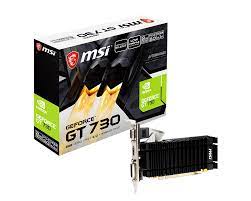 [N730K-2GD3H/LPV1] MSI N730K-2GD3H/LPV1 - Tarjeta gráfica - GF GT 730 - 2 GB DDR3 - PCIe 2.0 x16 perfil bajo - DVI, D-Sub, HDMI - sin ventilador