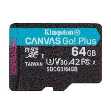 [SDCG3/64GB] Kingston Canvas Go! Plus - Tarjeta de memoria flash (adaptador microSDXC a SD Incluido) - 64 GB - A2 / Video Class V30 / UHS-I U3 / Class10 - microSDXC UHS-I