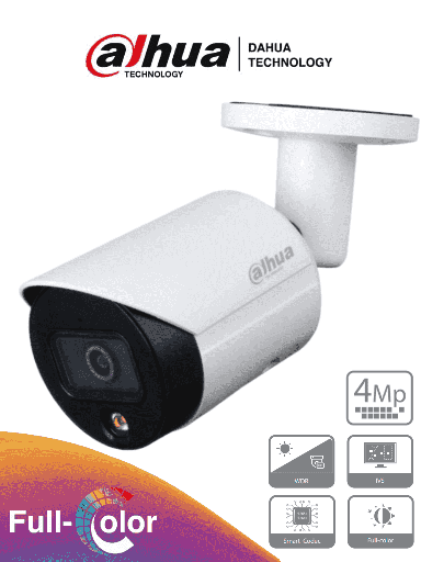 IPCHFW2439SSA-CAMARA IP DAHUA BULLET 4MP FULL-COLOR 2.8MM 30M AUDIO/ALARM SD CARD IP67